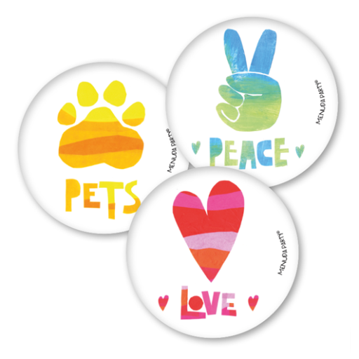 Chapa 59mm Peace - love - pets