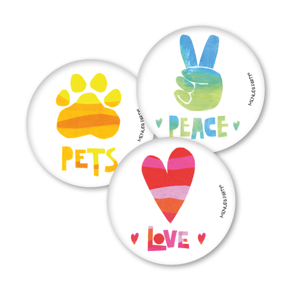 Chapa 59mm Peace - love - pets