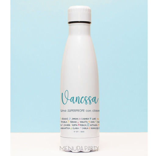 Botella con los nombres de la clase