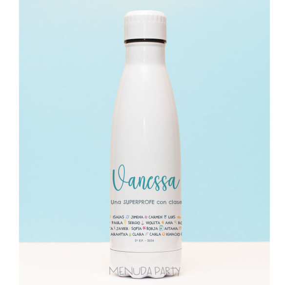 Botella con los nombres de la clase