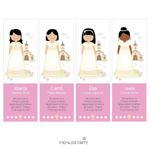 Paq. 10 recordatorios -Iglesia franja rosa-