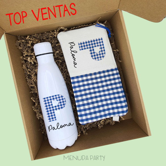 Botella y estuche vichy