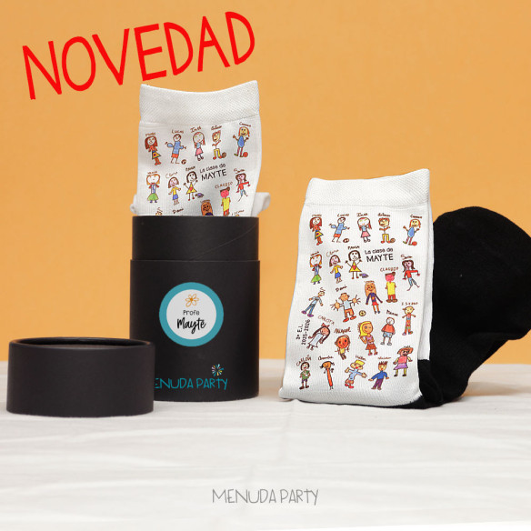 2 pares de calcetines en tubo de cartón personalizado