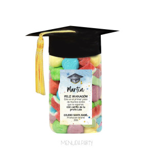Frasco pet de chuches graduado con etiqueta personalizada